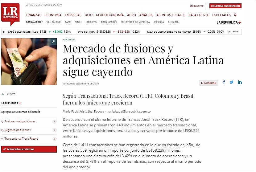 Mercado de fusiones y adquisiciones en Amrica Latina sigue cayendo